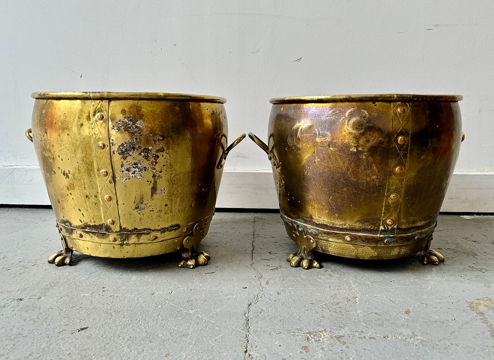 Pair or Vintage Brass Planters by Lombard back