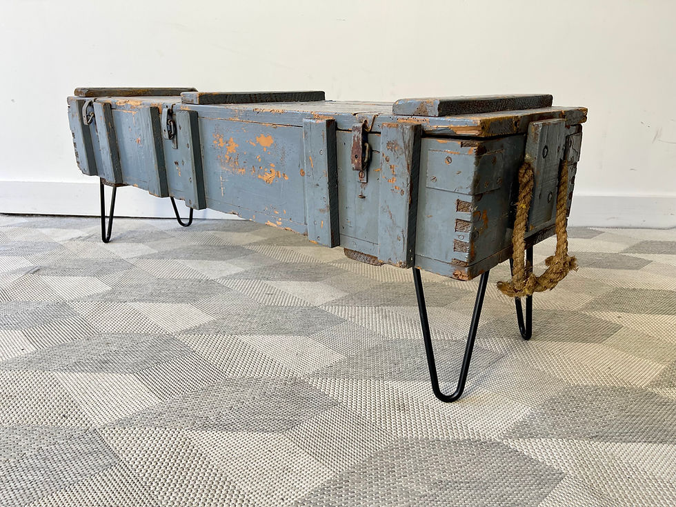 Miniatura: Vintage Industrial Coffee Table Storage Box Trunk