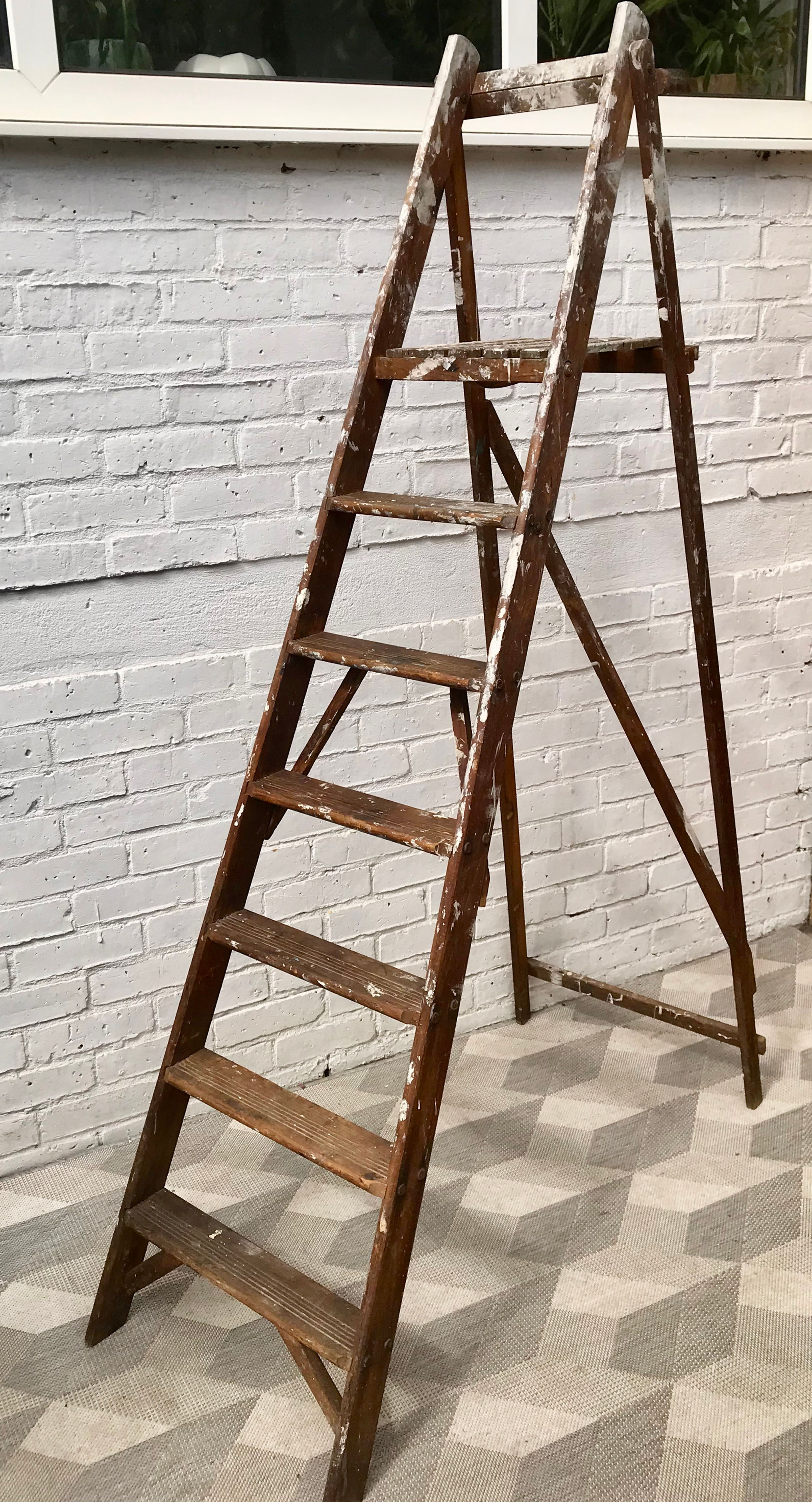 Vintage Wooden Folding Ladder Shelving #771
