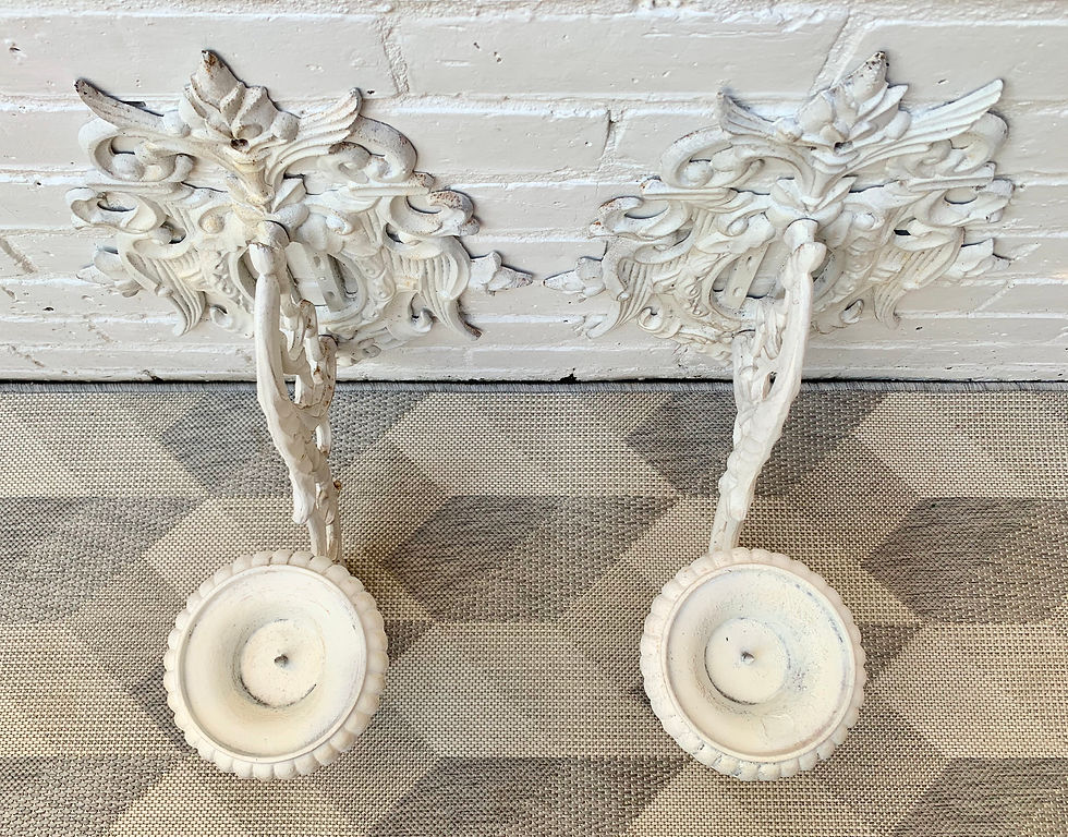 Miniature : Pair of Antique Cast Iron Wall Candle Holder Sconces