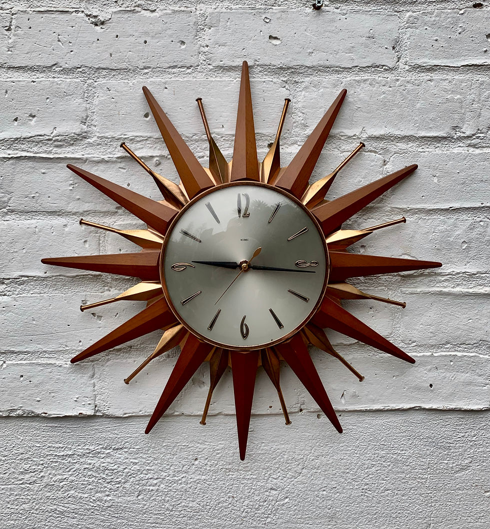 Vintage Metamec Starburst Wall Clock Teak Copper #D34