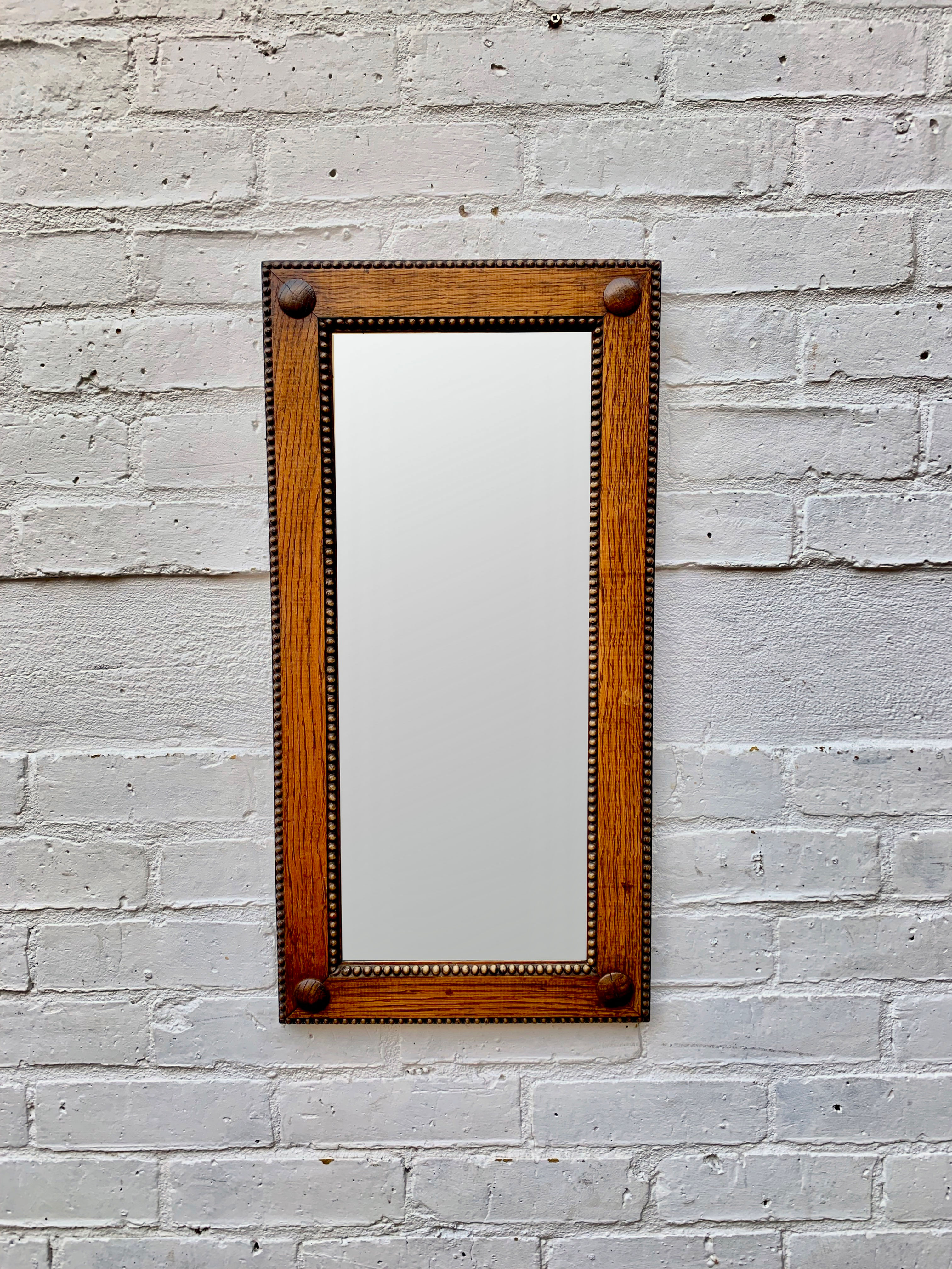 Small Rectangular Wooden Mirror Vintage #870