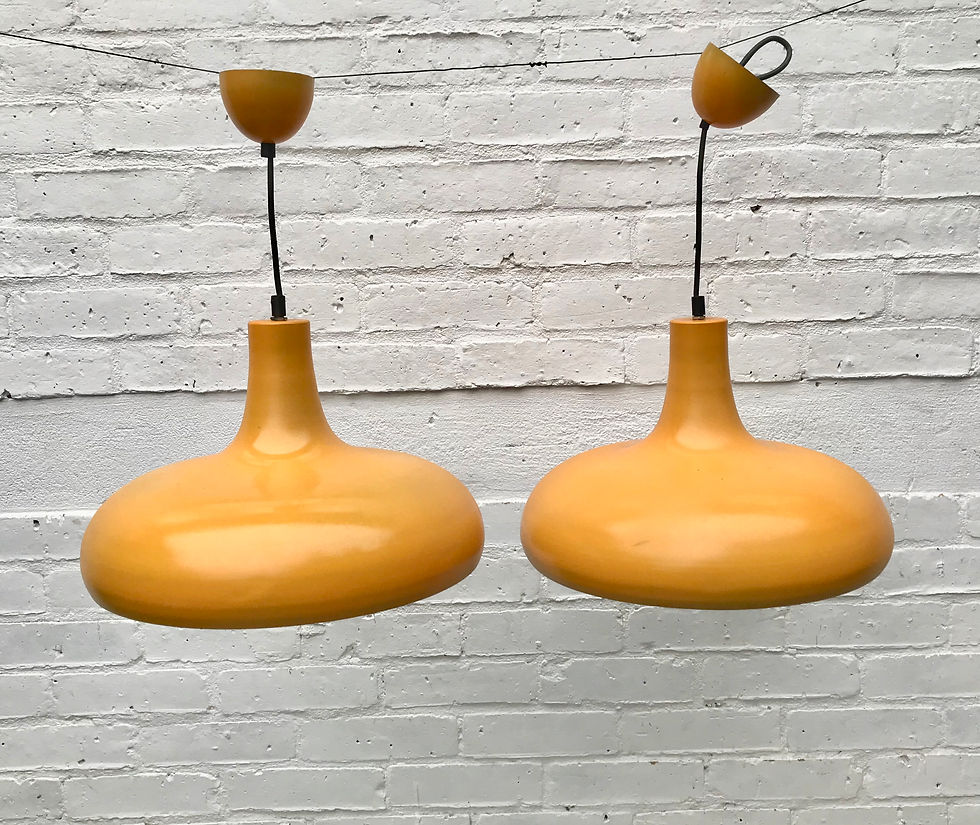 Vintage Pendant Ceiling Lights Yellow Pair #517