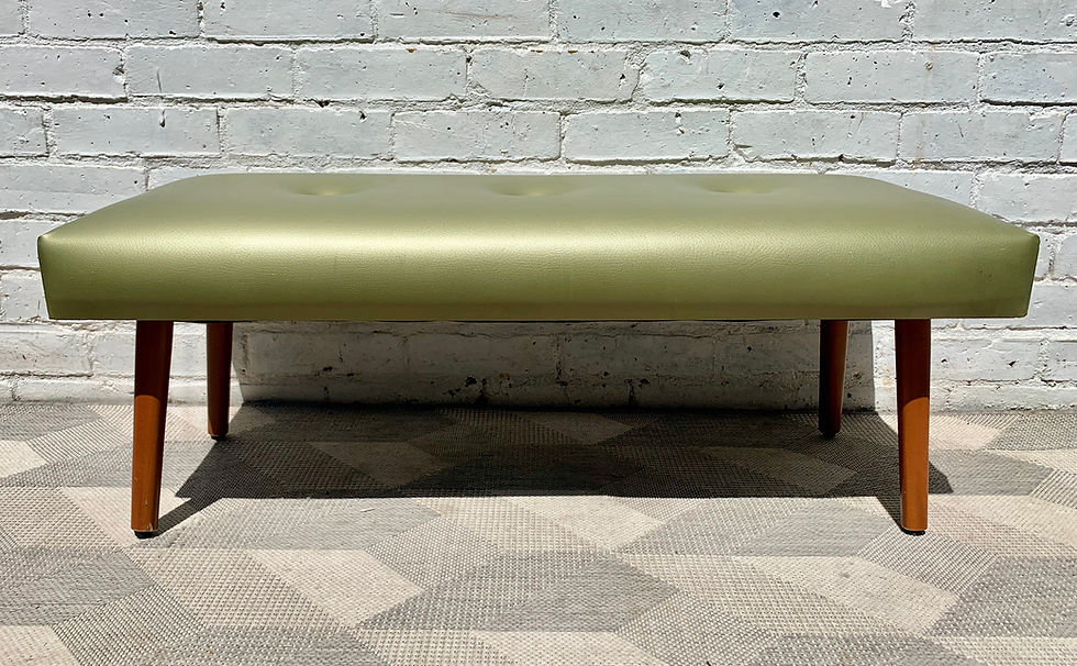 Vintage Vinyl Footstool Ottoman Green side