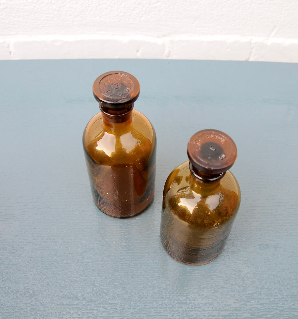 Miniature : SET of 4 BROWN BOTTLES