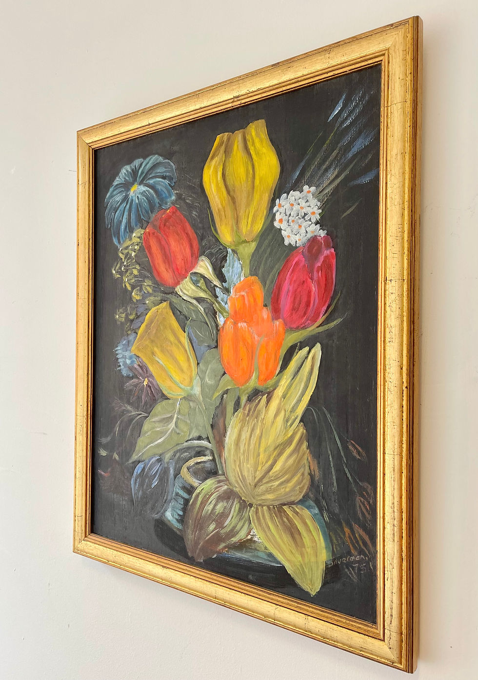 Miniatura: Vintage Still Life Painting with Gold Frame left