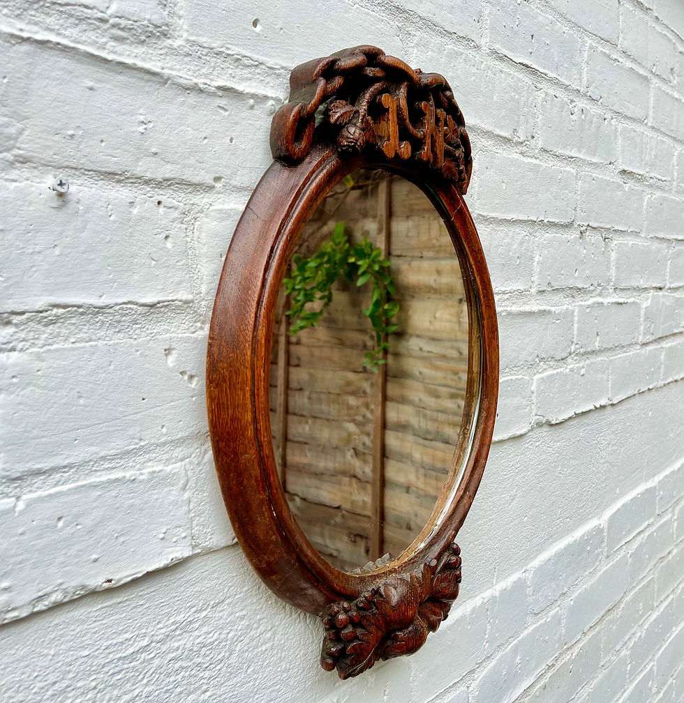 Miniatura: Antique Oval Mirror Carved Wooden Frame