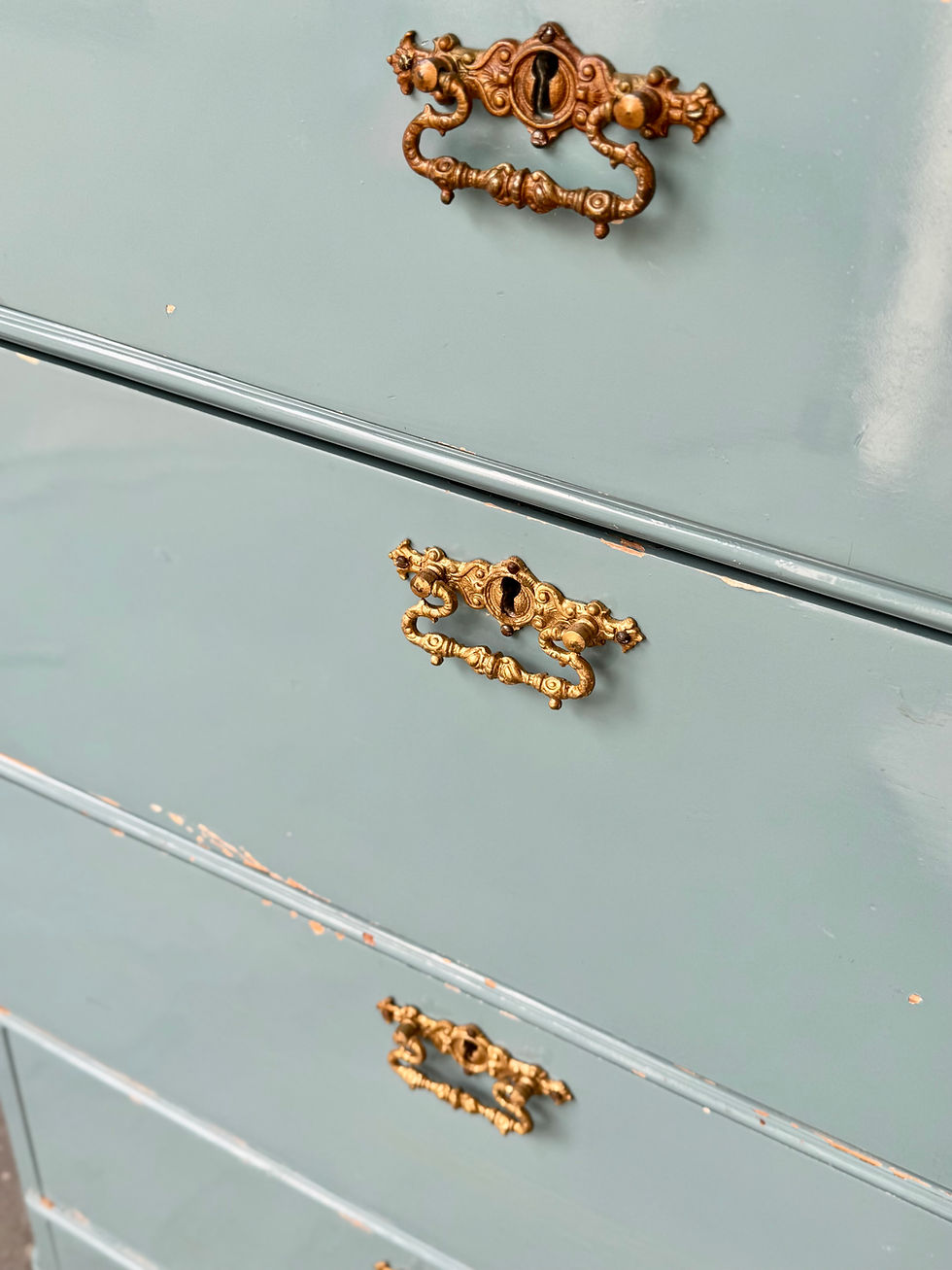 Miniatura: Vintage Tallboy Chest of Drawers from Sweden Painted Blue handles