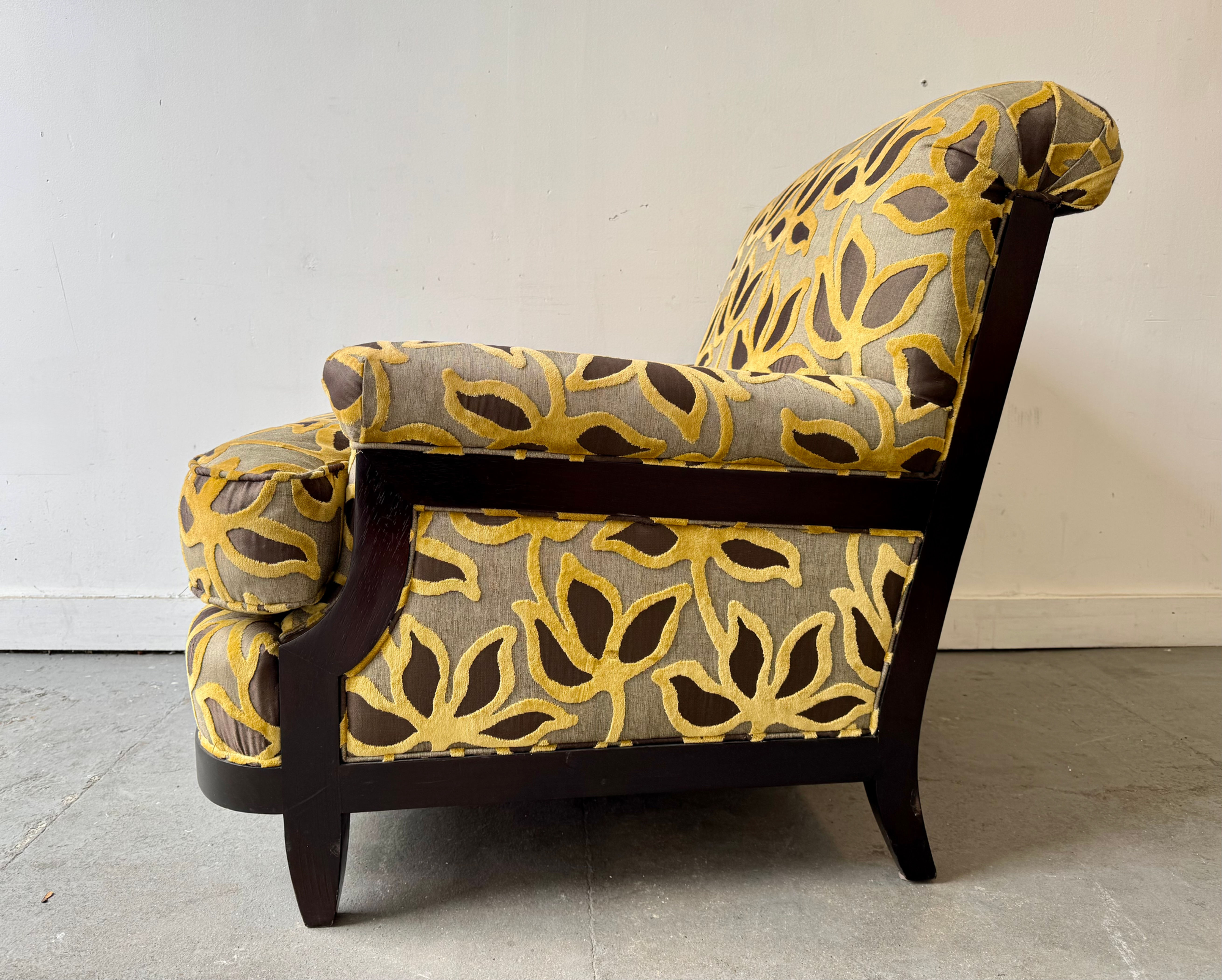 Howard Style Armchair with Yellow Floral Pattern right side