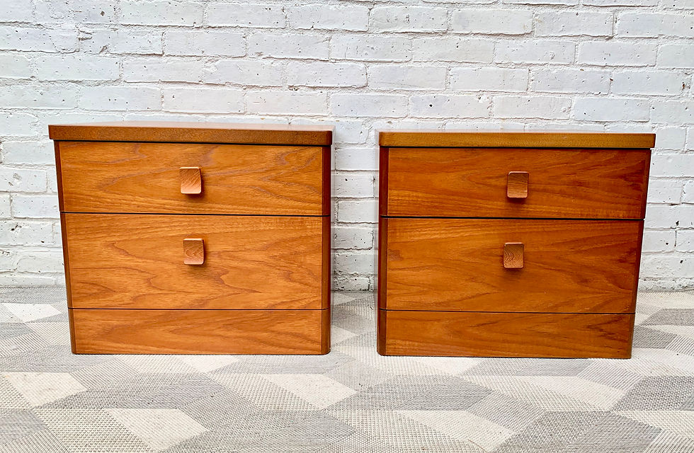 Vintage Bedside Table Drawers Pair Teak #D161