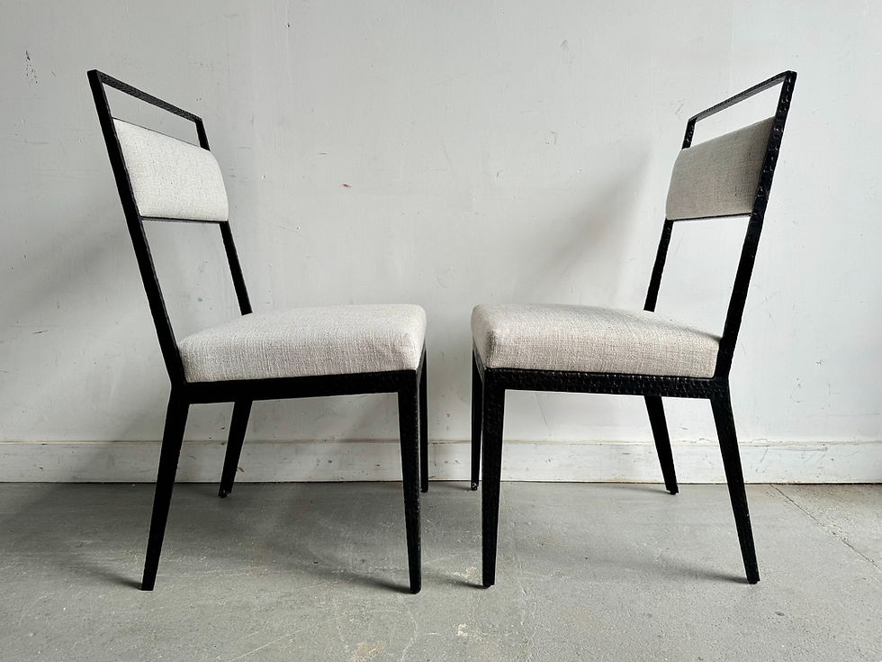 Pair of Contemporary Metal Upholstered Dining Chairs side