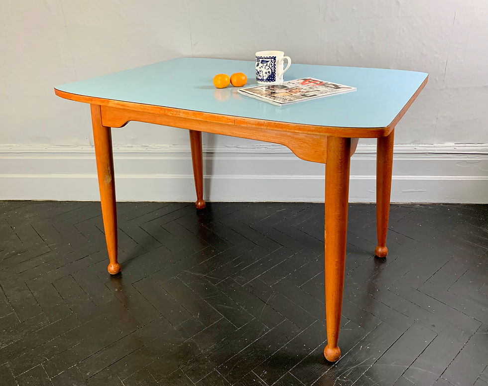Vintage Dining Table Kitchen Formica Blue #921