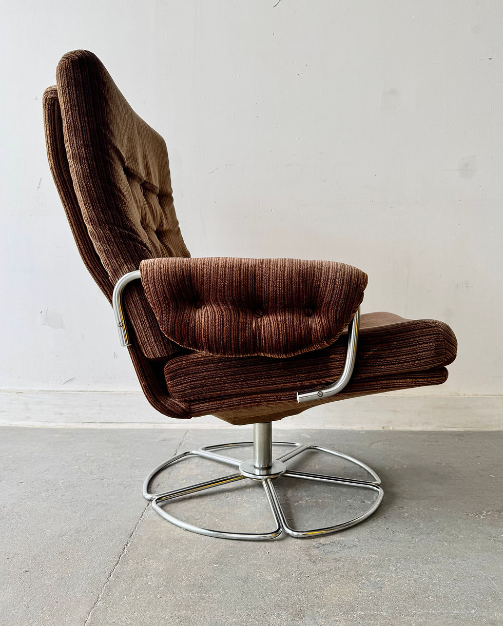 Miniatura: Vintage Habitat Swivel Armchair Brown Upholstery left