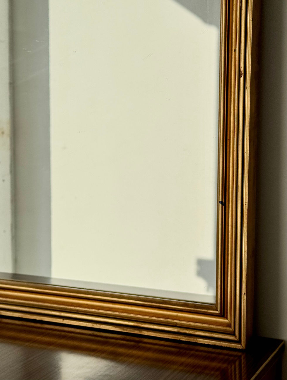 Thumbnail: Large Vintage Mirror with Gold Wooden Frame