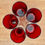 Miniatura: Set of 5 Red Vintage Glasses Luminarc France top view