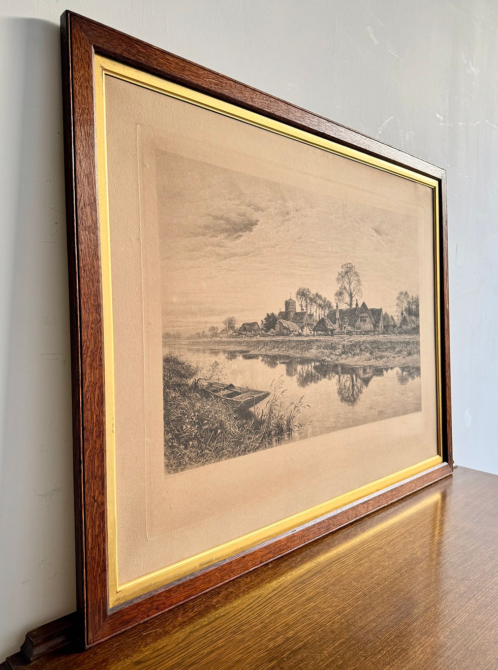 Miniature : Large Antique Pastoral Print Titled Parting Day left