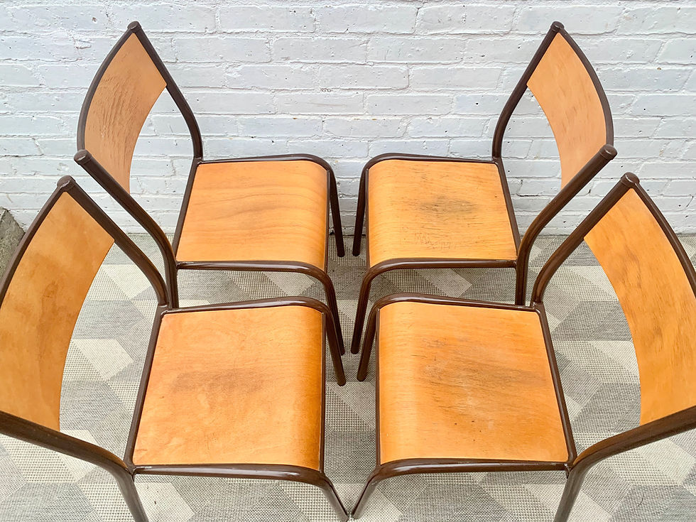 Miniatura: Set of 4 Vintage School Chairs Stacking French