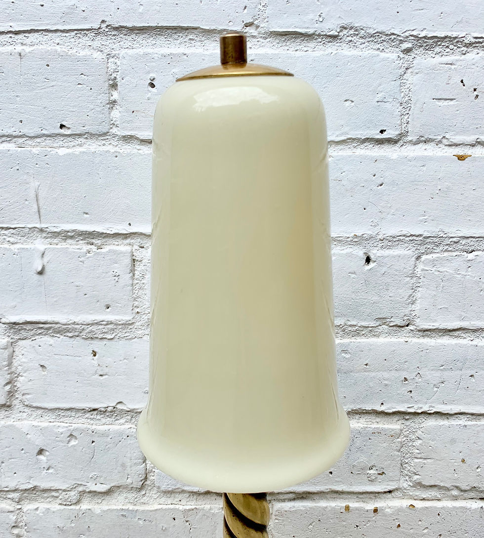 Thumbnail: Vintage Brass Lamp with Opal Glass Shade