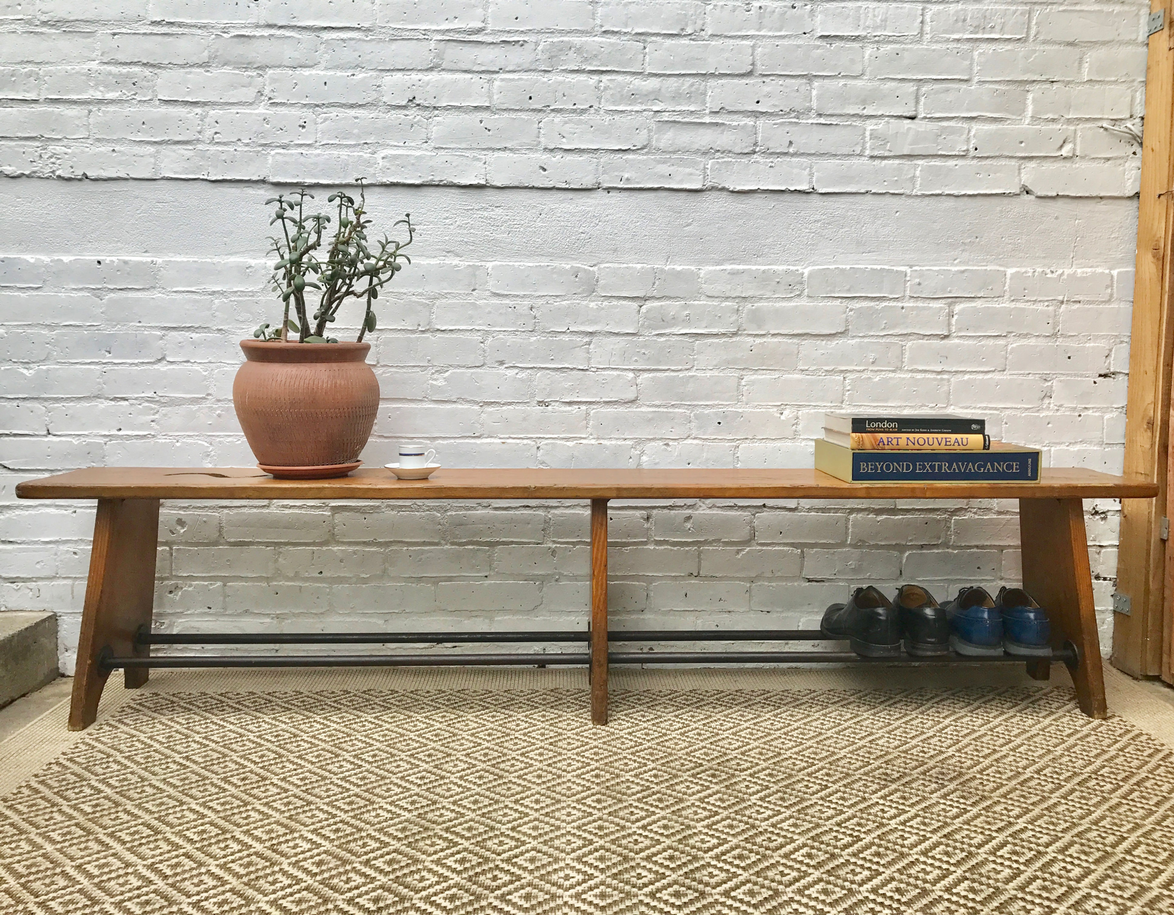 Arts and Crafts Long Wooden Bench #418