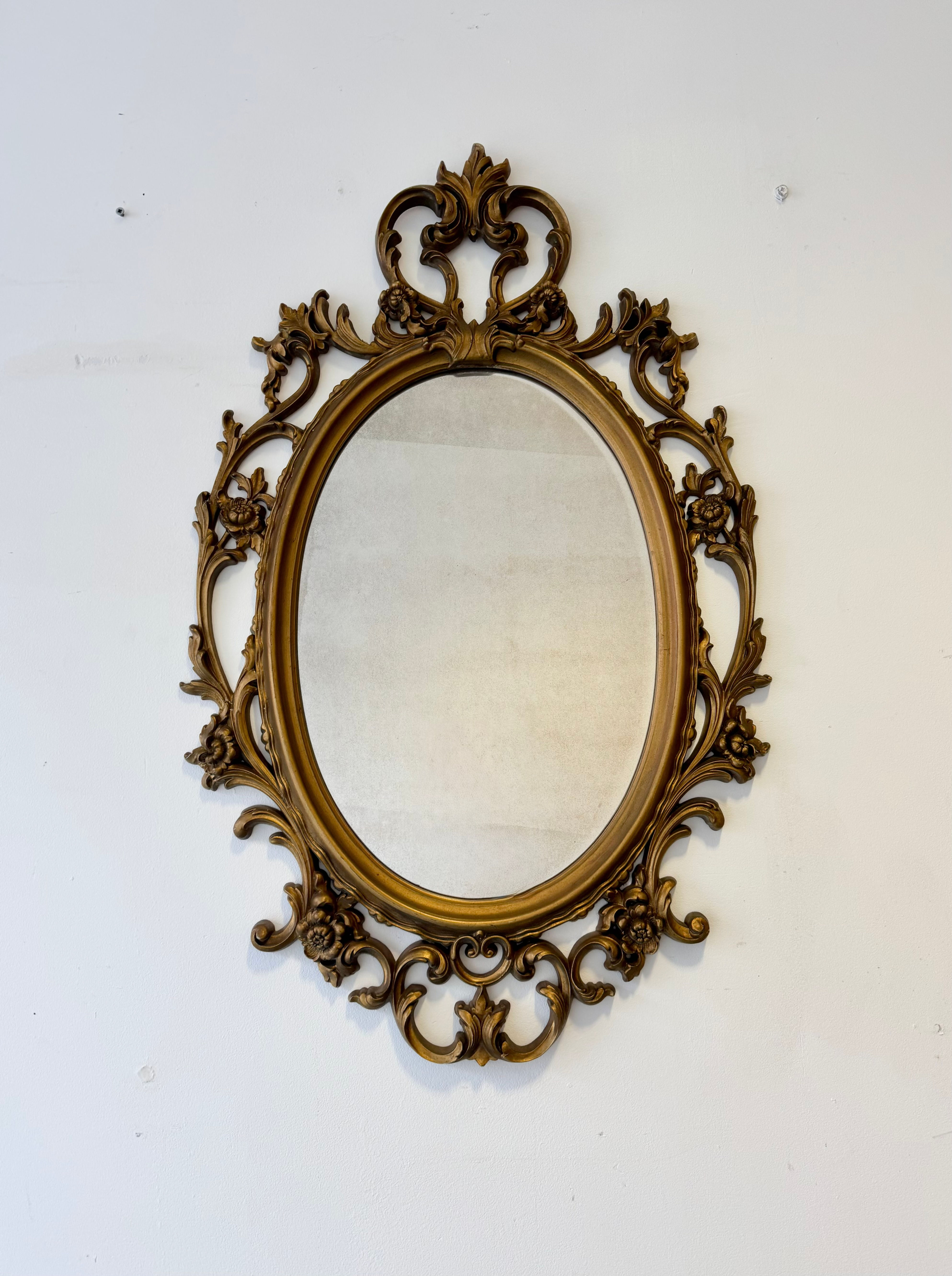 Baroque Style Oval Gold Mirror by Roberta Wood