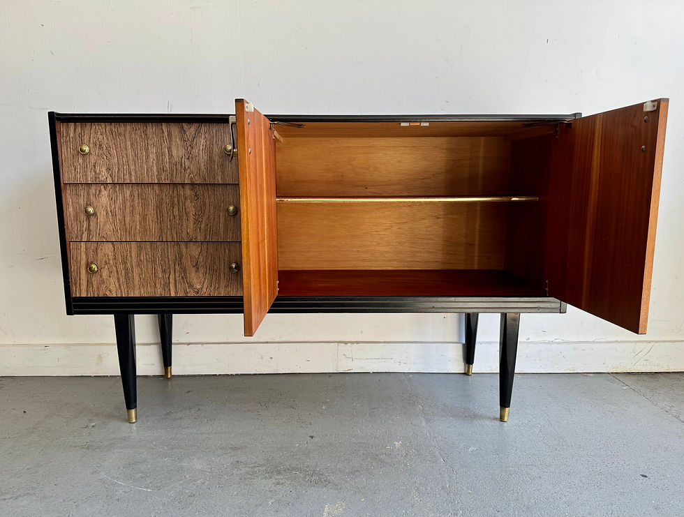 Miniature : Vintage Formica Sideboard with Drawers open