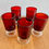 Miniatura: Set of 5 Red Vintage Glasses Luminarc France set