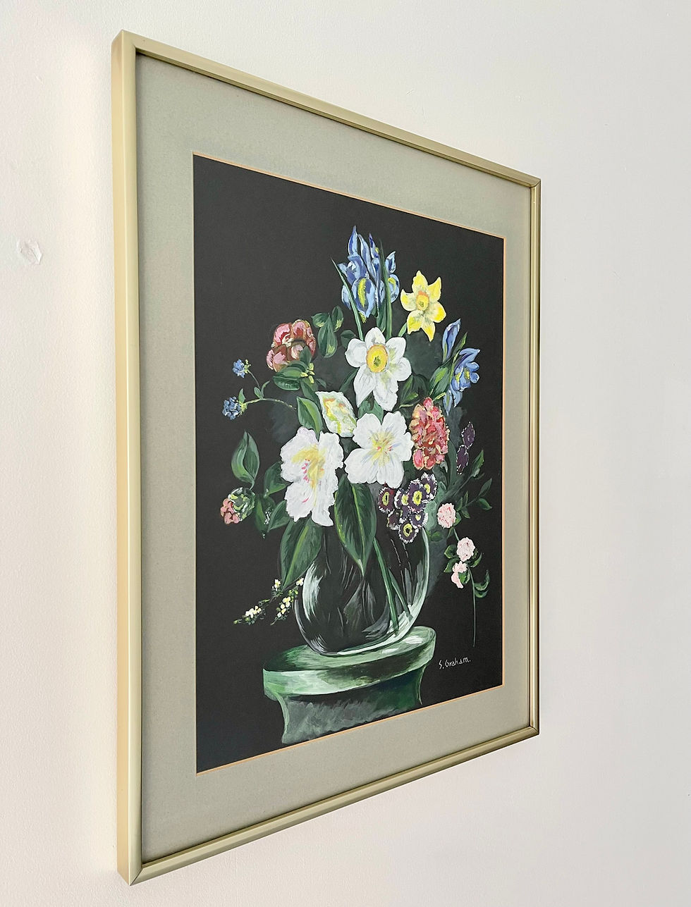 Miniature : Vintage Still Life Painting of Flowers left view