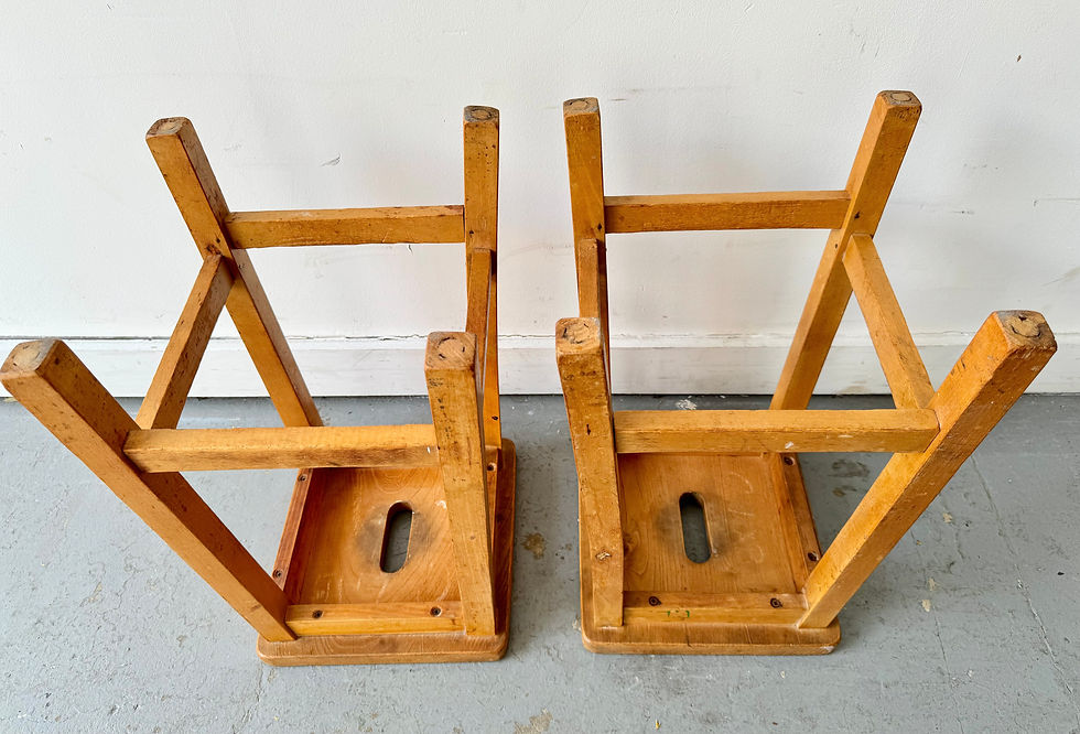 Miniature : Pair of Vintage Wooden Laboratory Stools