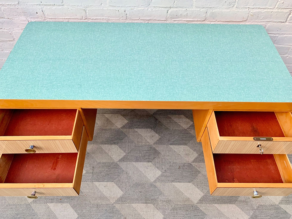 Thumbnail: Vintage Desk with Drawers and Formica Top open