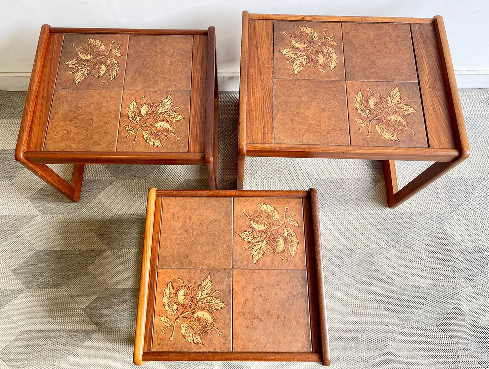 Miniature : Vintage Tiled Teak Nesting Tables