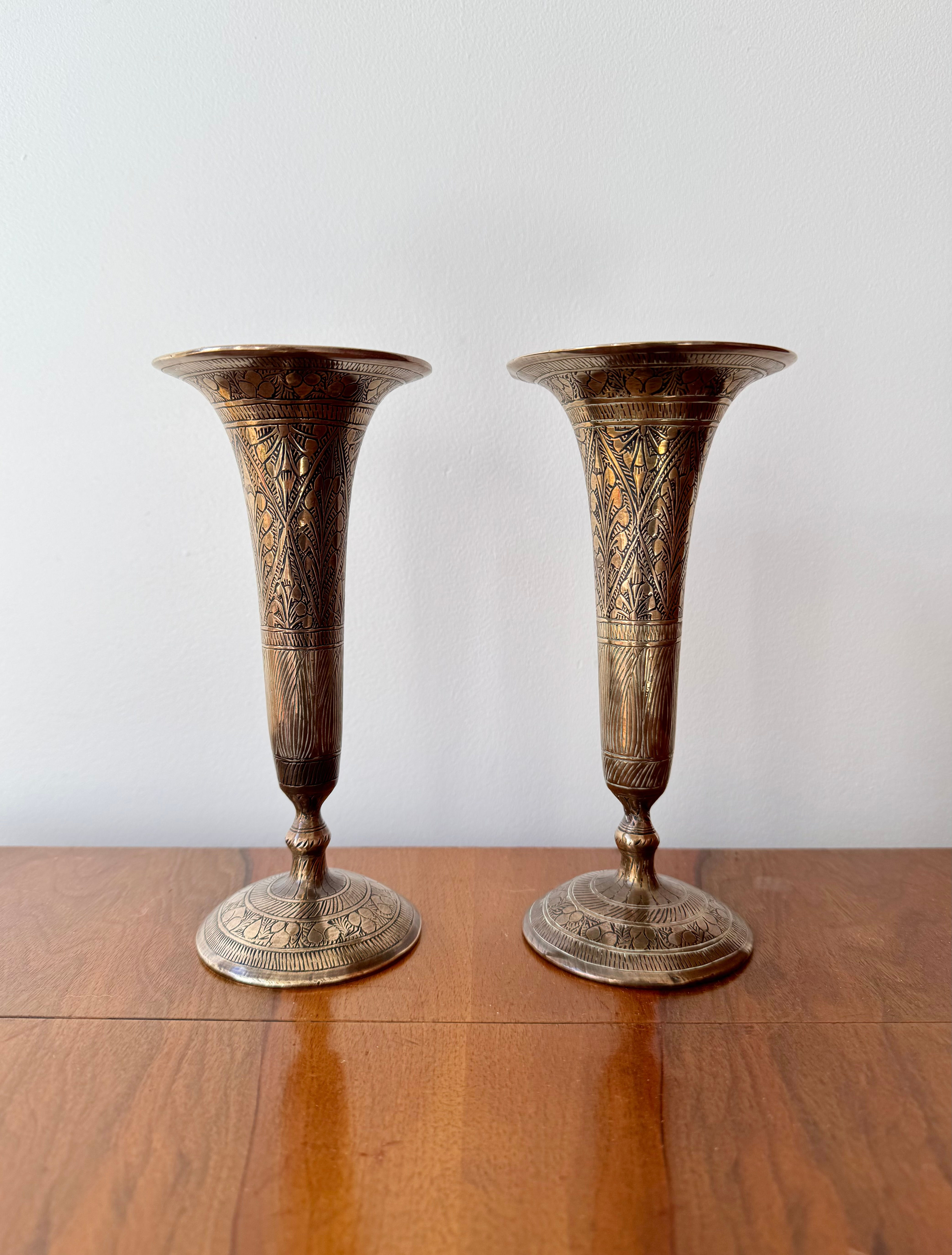 Pair of Decorative Brass Vases
