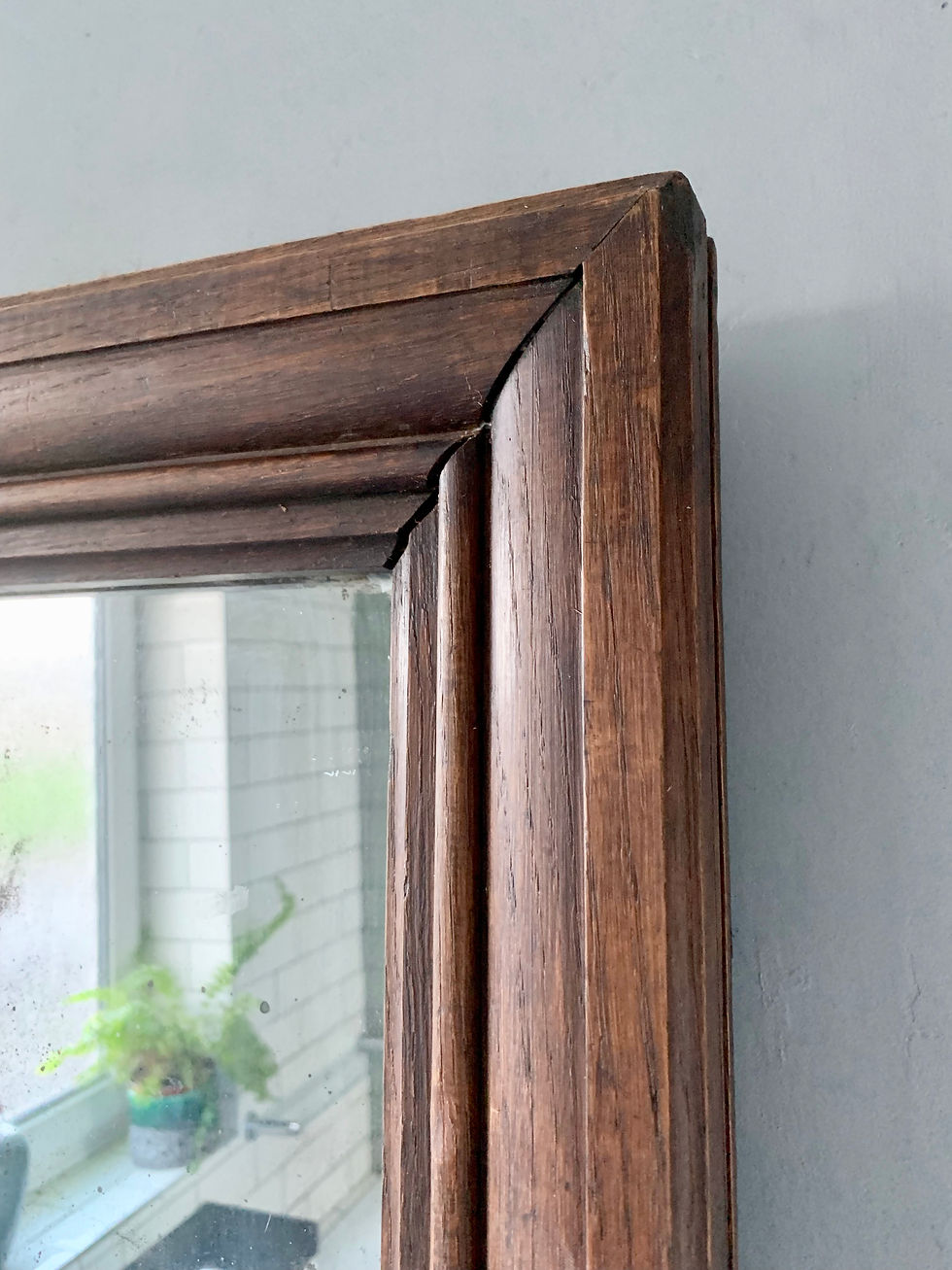 Miniature : Vintage Old Mirror Wood Frame #896