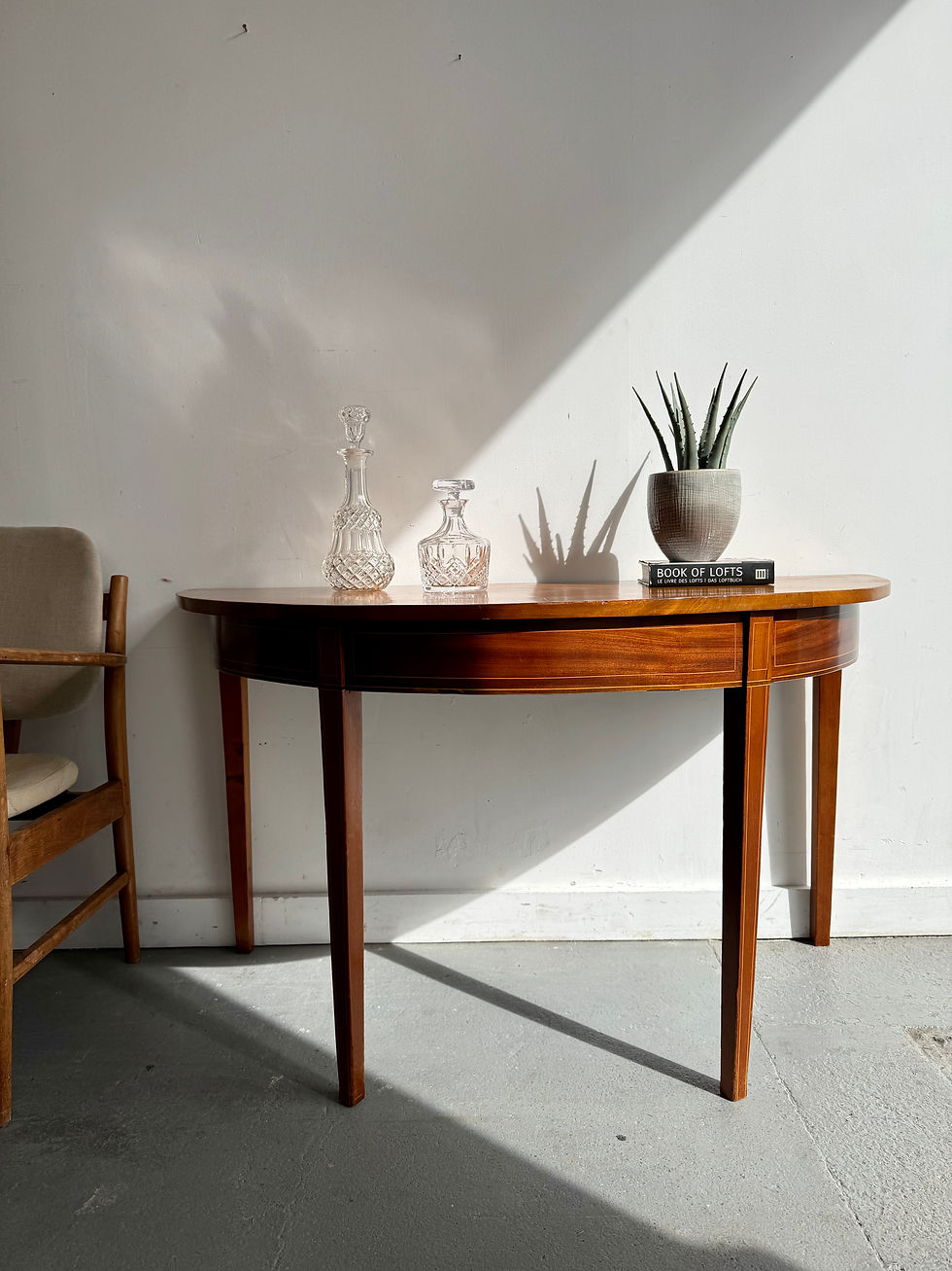 Antique Demi Lune Crescent Side Table styled