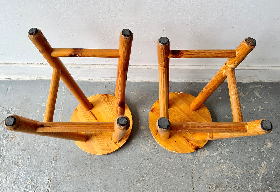 Miniatura: Pair of Vintage Solid Pine Stools under