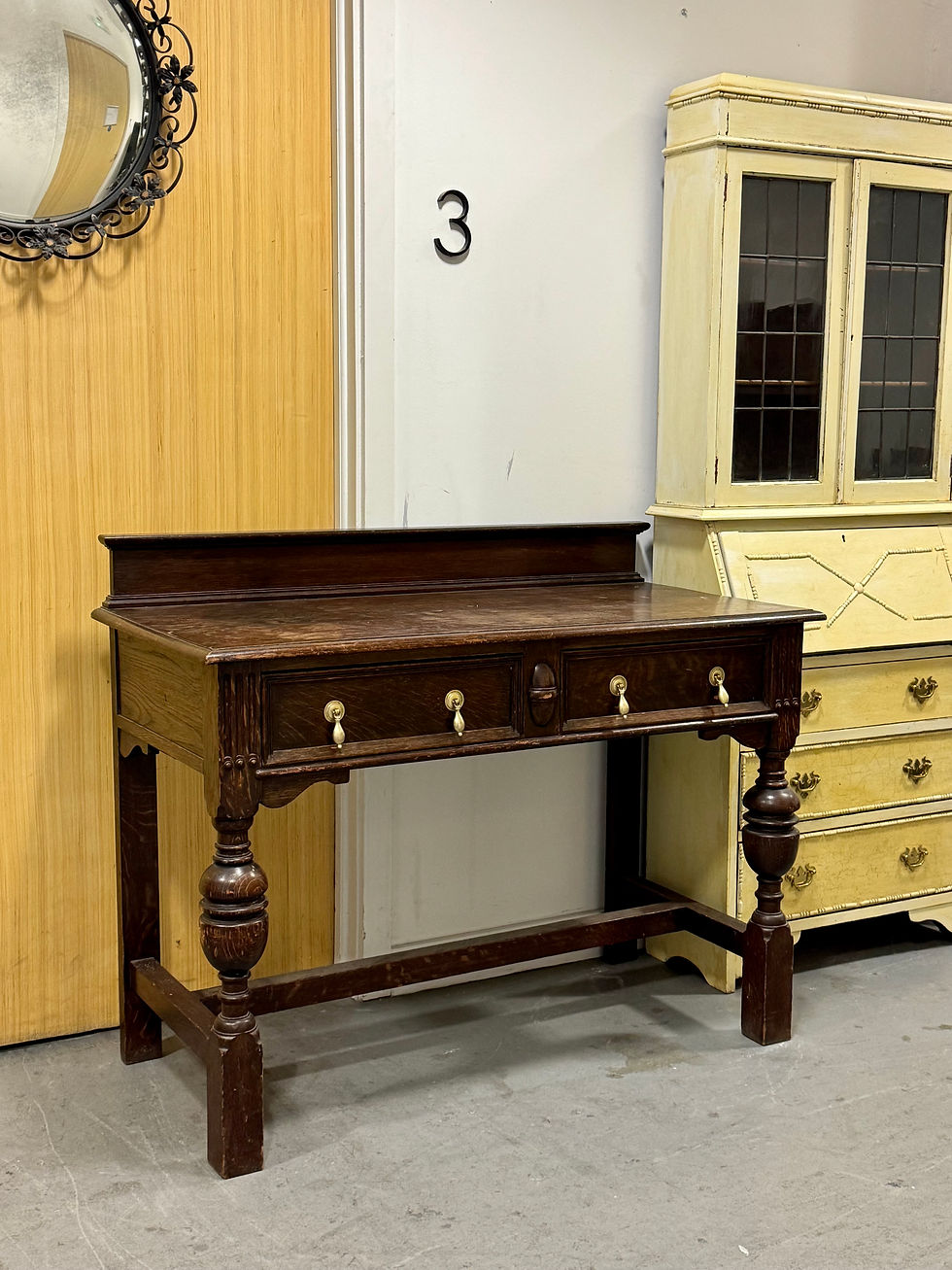 Miniature : Large Antique Oak Console Table with Drawers