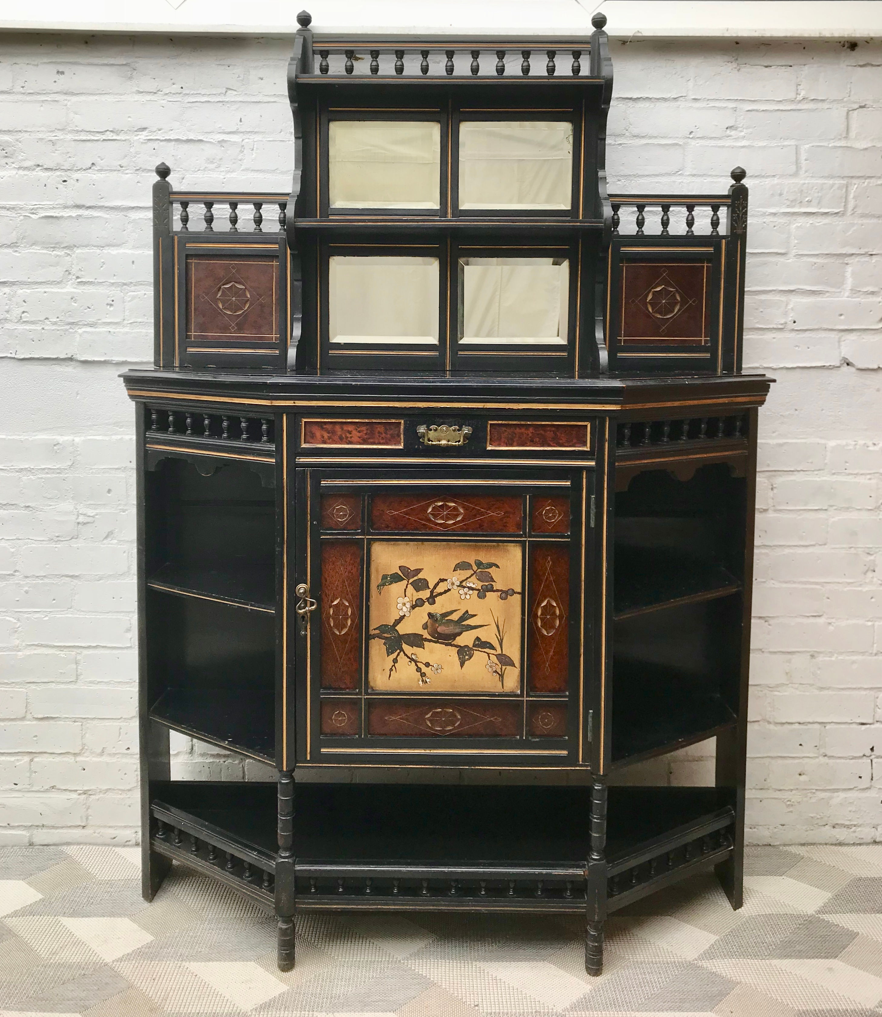 Victorian Display Cabinet Highboard Chinoiserie #636