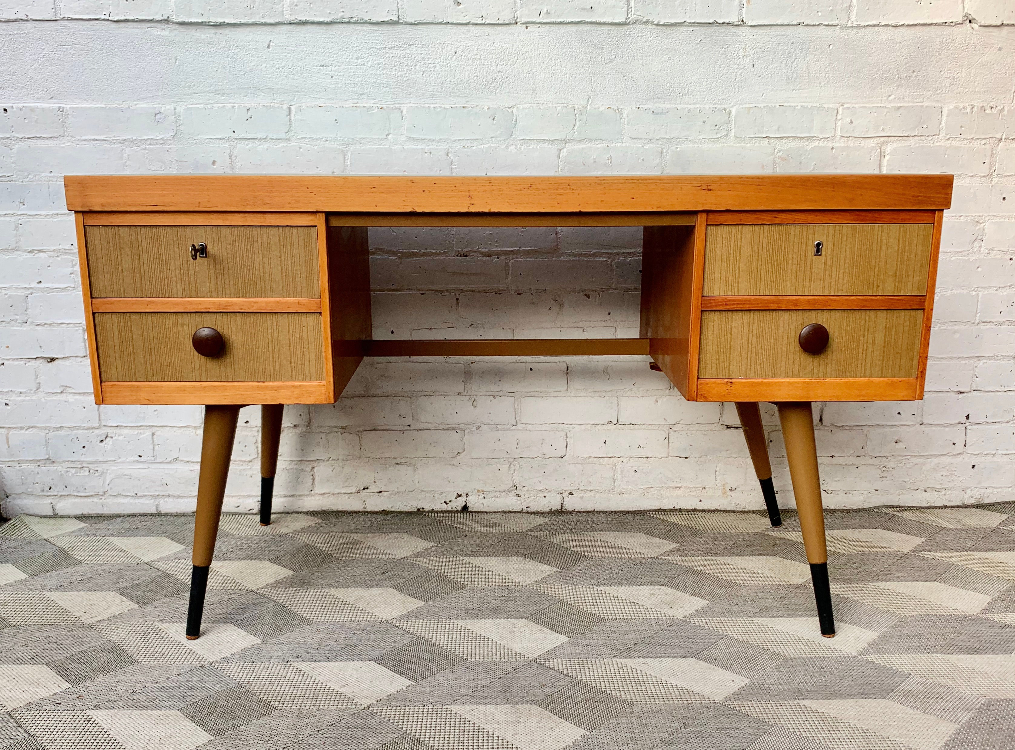 Vintage Desk with Drawers and Formica Top front