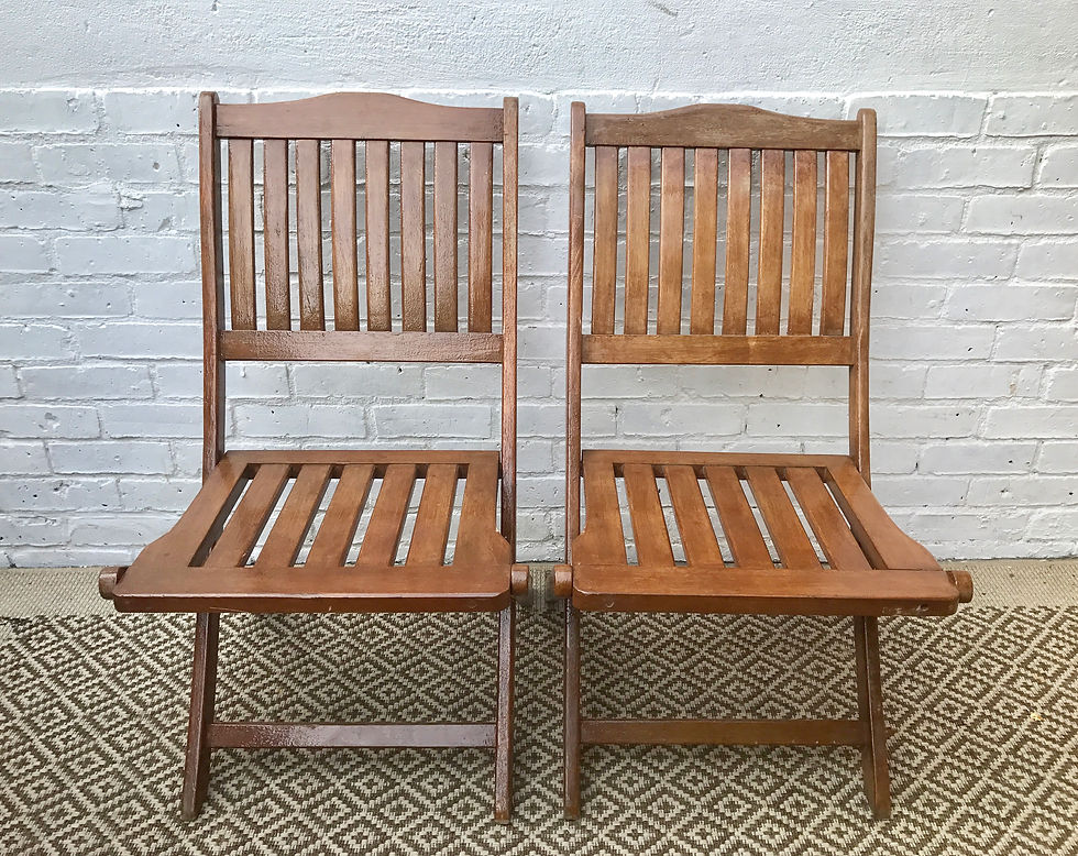 Miniature : Pair of Folding Wooden Garden Chairs #205 (2 pairs available)