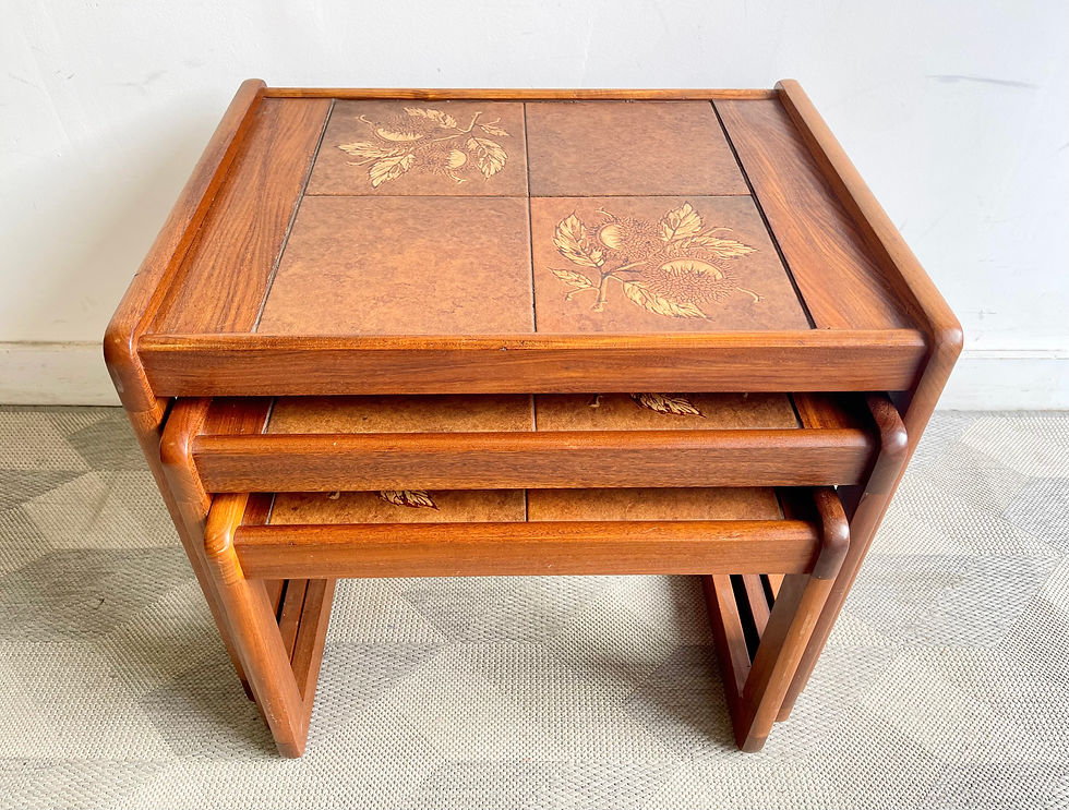 Miniature : Vintage Tiled Teak Nesting Tables