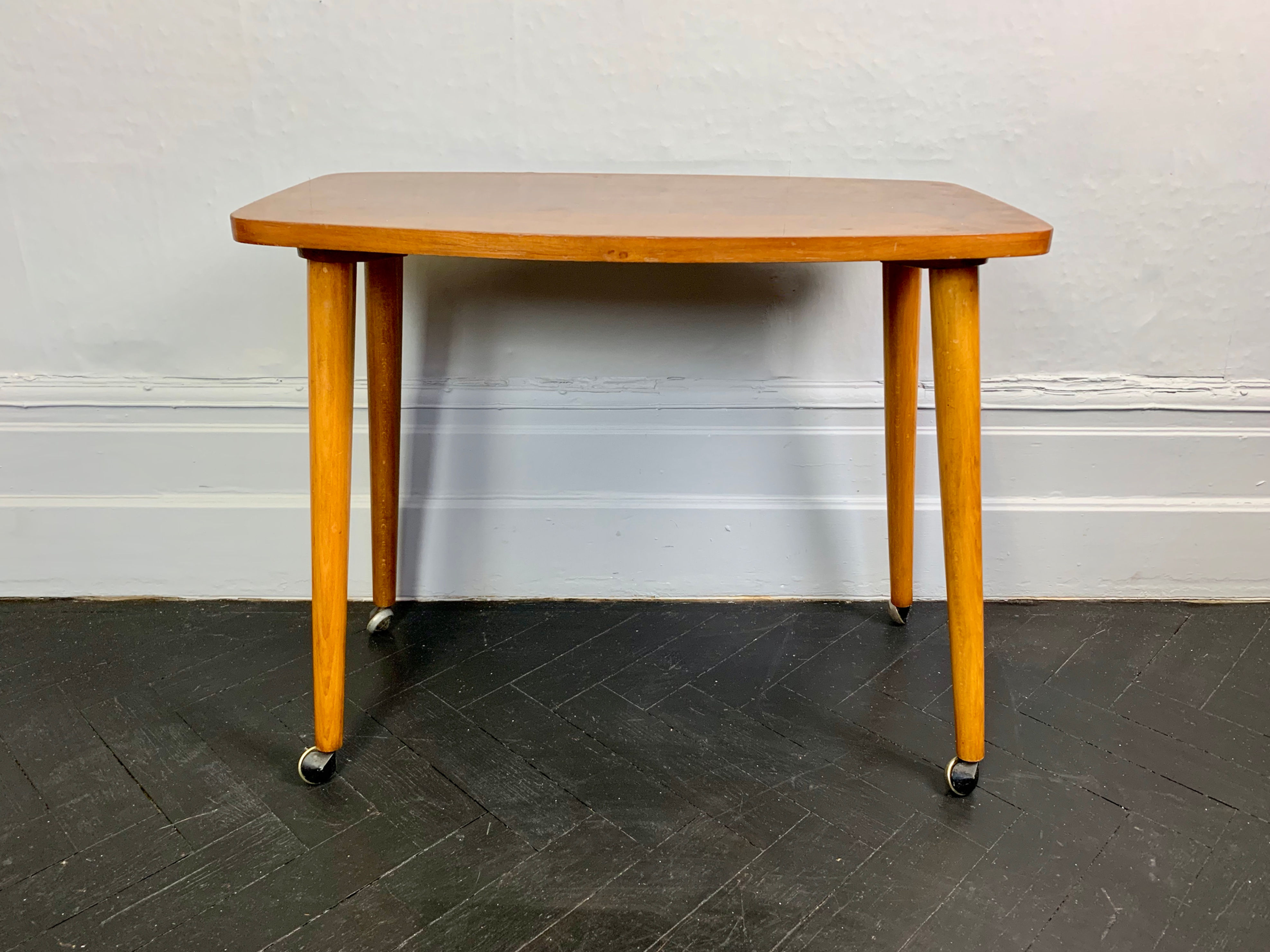 Vintage Wooden Side Coffee Table on Castors #931