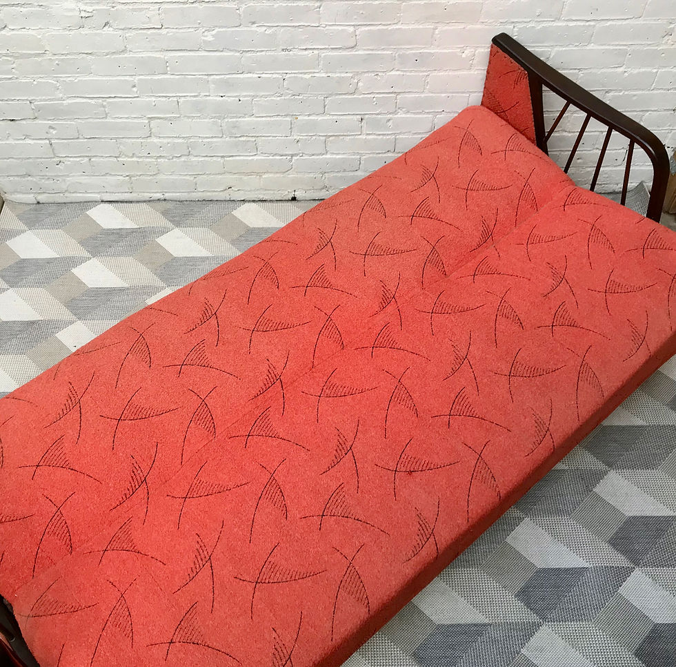 Thumbnail: Vintage Retro Red Sofa Bed Settee - German #547