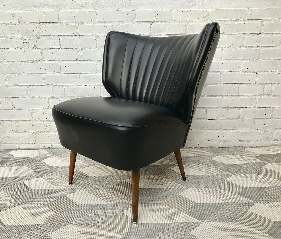 Vintage Retro Cocktail Chair Black Vinyl #492