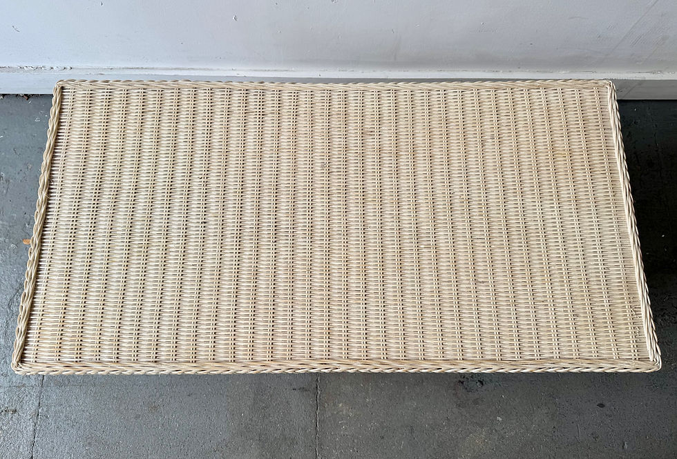 Thumbnail: Wicker Rattan Coffee Table Painted White top