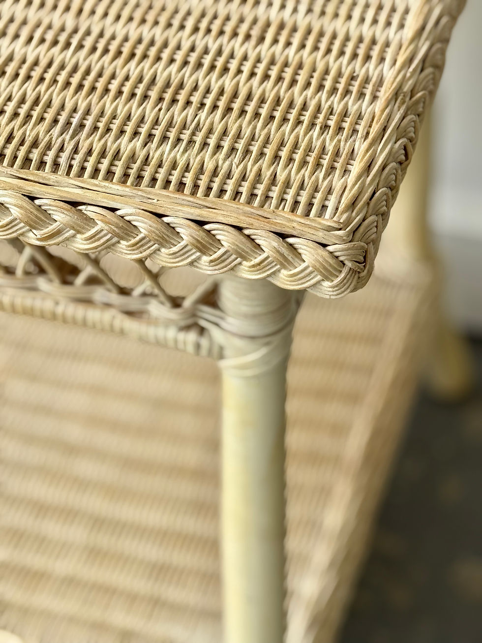 Thumbnail: Wicker Rattan Side Table Painted White end