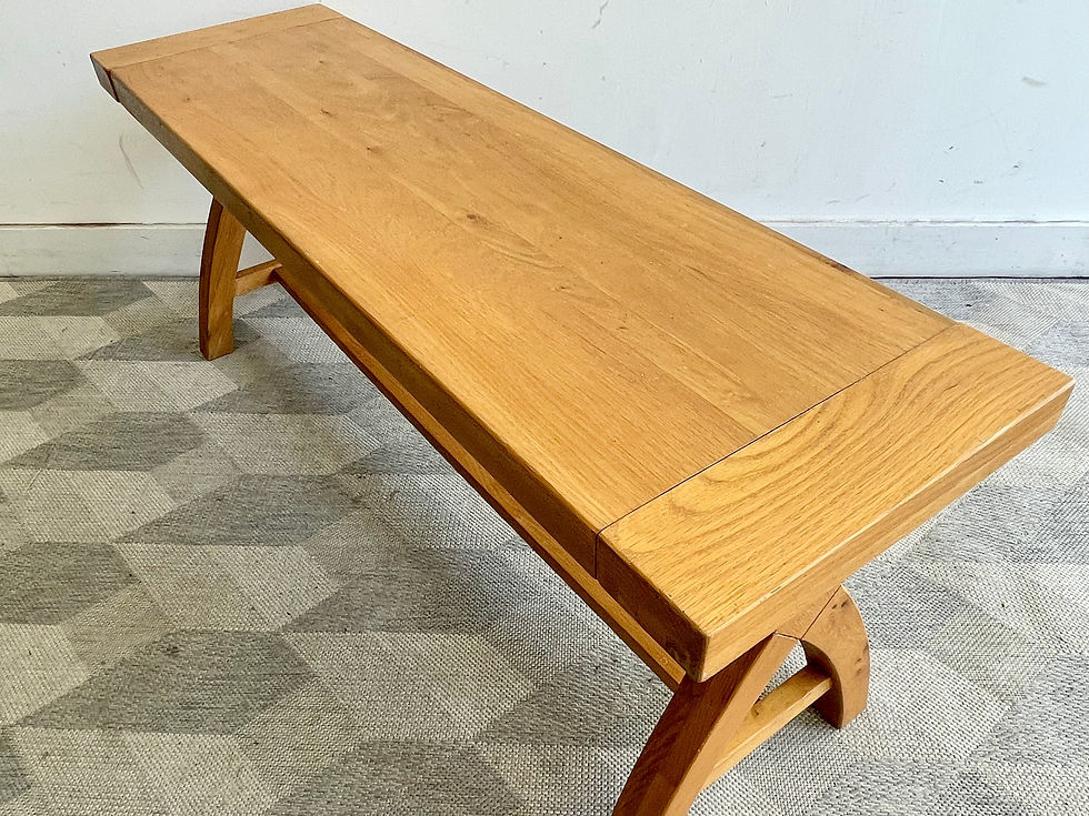 Miniature : Solid Oak Dining Bench with Cross Legs