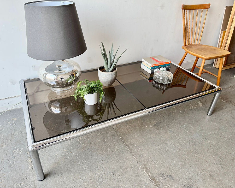 Miniature : Large Smoked Glass Coffee Table by Rodney Kinsman OMK styled corner