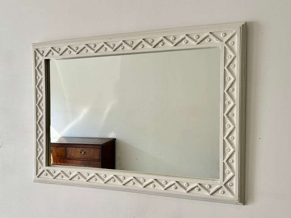 Miniature : Vintage Rectangular Wooden Mirror Painted White