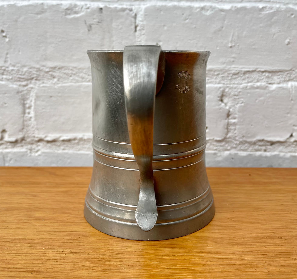 Miniature : Vintage Pewter Glass Bottom Tankard by Crown & Rose