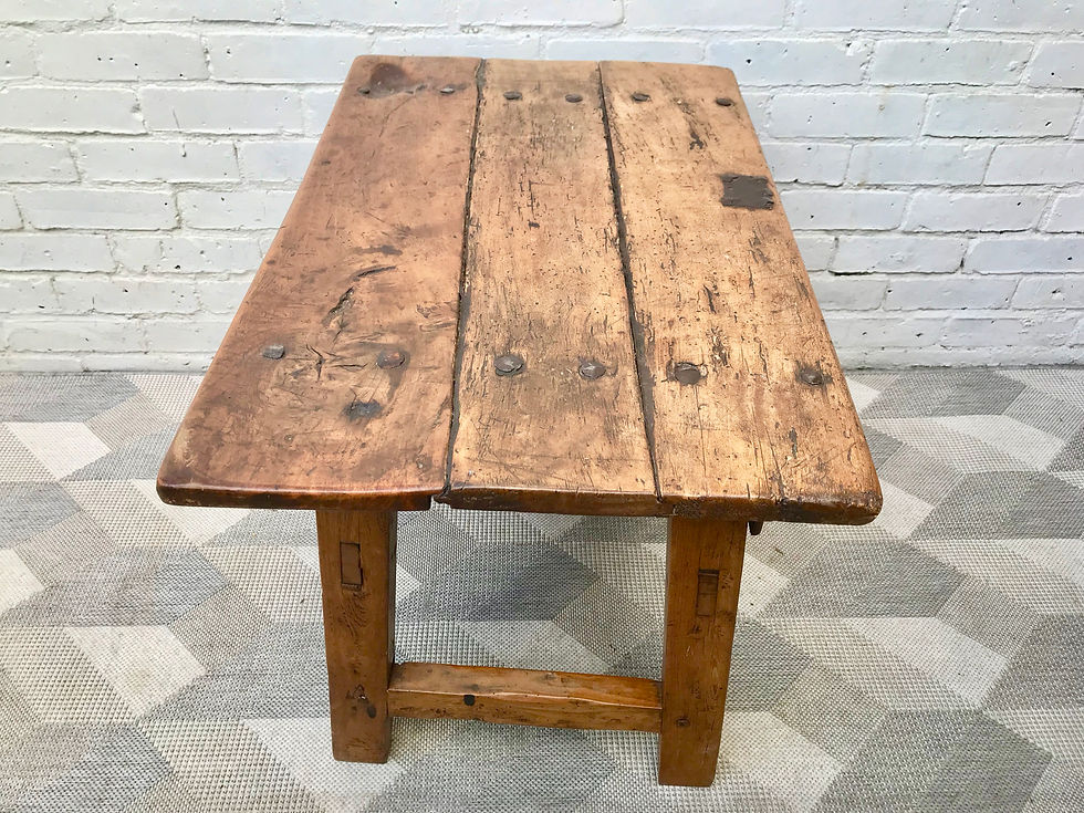 Thumbnail: Farmhouse Wooden Side Table With Drawer French #873