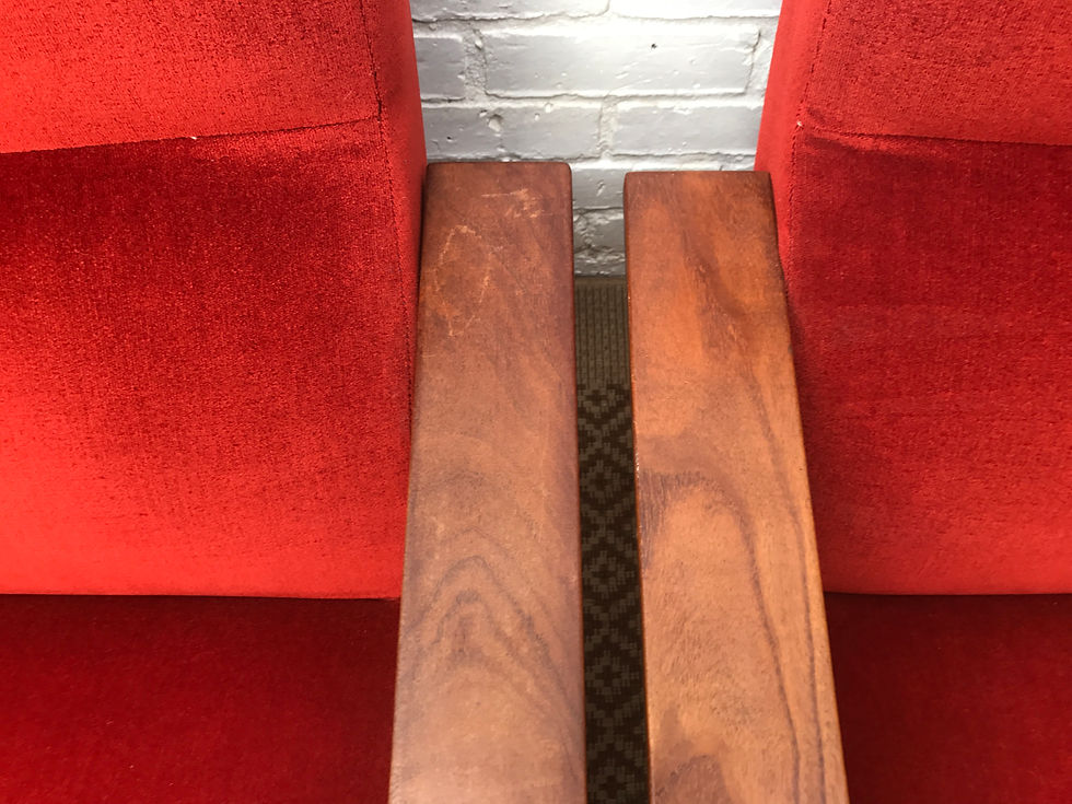 Thumbnail: PAIR OF VINTAGE STYLE RED ARMCHAIRS